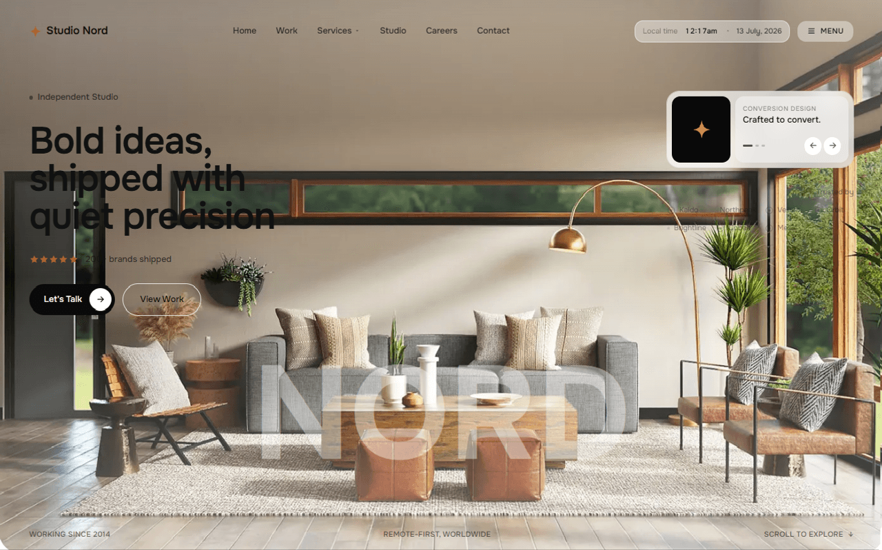 Screenshot of the Studio Nord landing page